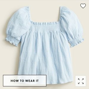 J. Crew Squareneck puff-sleeve soft gauze top